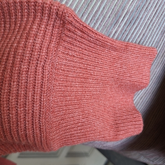 Sonoma Sweater Rust SzXL 1/4Zip Wide Collar /Cuffs Long Sleeves Hem Slit Sides - Picture 7 of 12